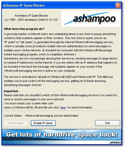 Ashampoo IP Spam Blocker Screenshot